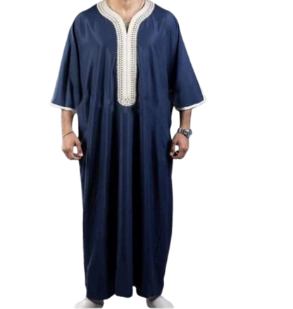Stylish Men's Black Long Shirt Muslim Robe