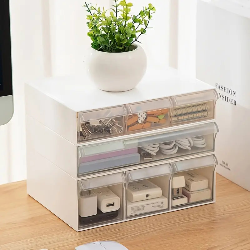 Under Desk Drawer Organizer Box with Multi-grid Storage