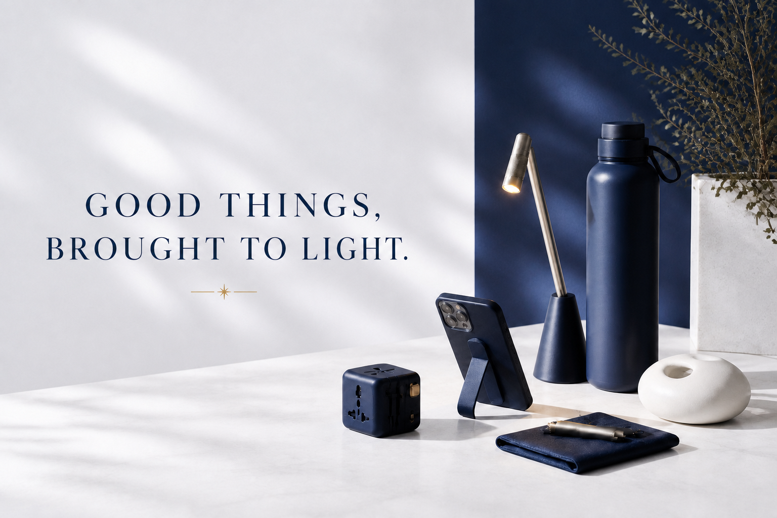 Good things, brought to light. Curated navy and white lifestyle products by NUR GOODS